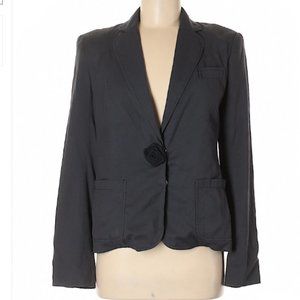 Marc by Marc Jacobs Dark Blue Cotton-Blend Flower Accent Blazer Size 6